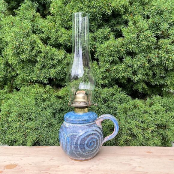 VTG Signed Pottery Oil Lamp Eagle Burner - Picture 1 of 11